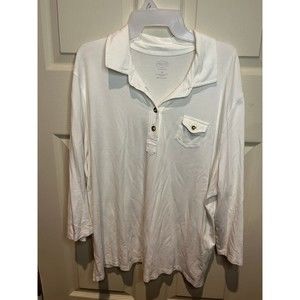 Talbots White Blouse with Gold Buttons Plus Size
